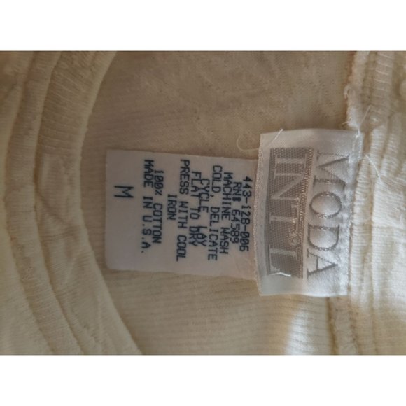 Moda INTL vintage skater dress size Medium long sleeve quilted cream - Picture 7 of 13